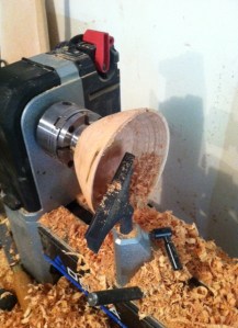 Few things are as fun as hollowing out a bowl.  If you do it right the chips come off in long ribbons, even with really dry wood. 